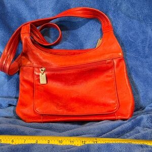 Tignanello Red Leather Shoulder Bag